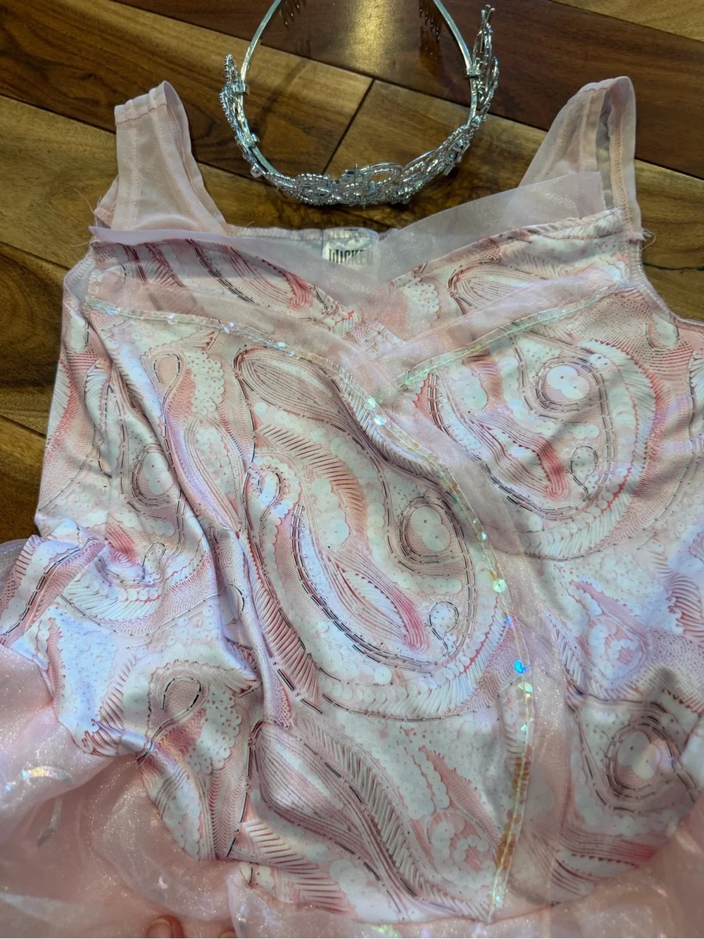 Wicked Glinda pink sparkly dress + tiara + wand Spirit Halloween XL